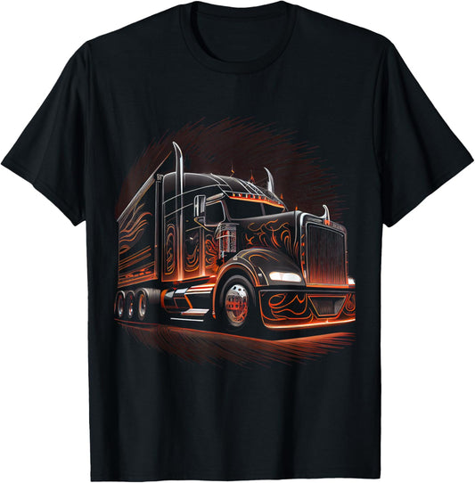 Truck Driver American Flag Trucker T-Shirt - T-Shirt | Black
