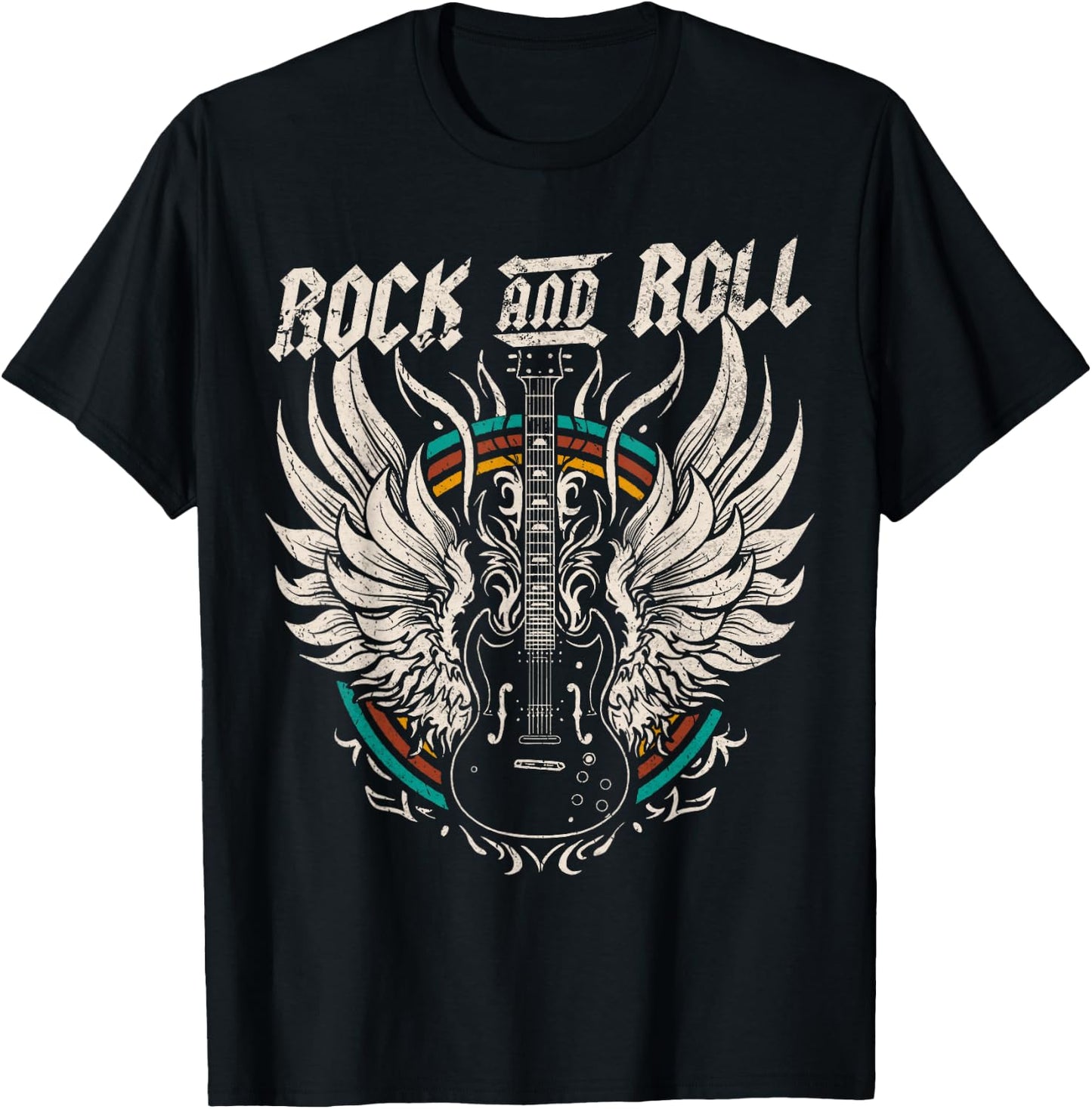 Rock and Roll Guitar Vintage Rock Music T-Shirt - T-Shirt | Black
