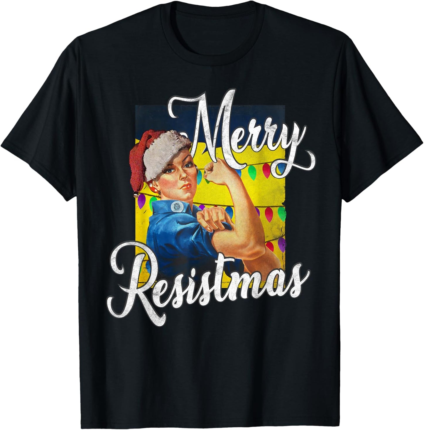 Merry Resistmas, Christmas, Feminist, Strong Woman T-Shirt - T-Shirt | Black