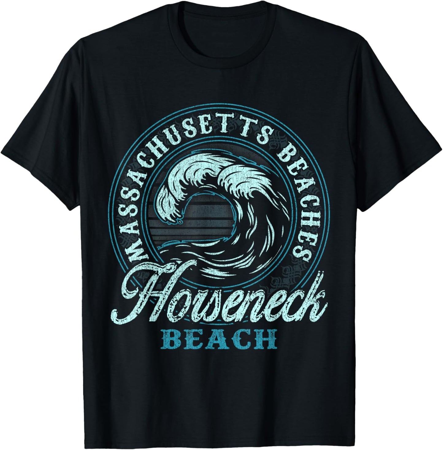 Horseneck Beach Retro Wave Circle T-Shirt - T-Shirt | Black
