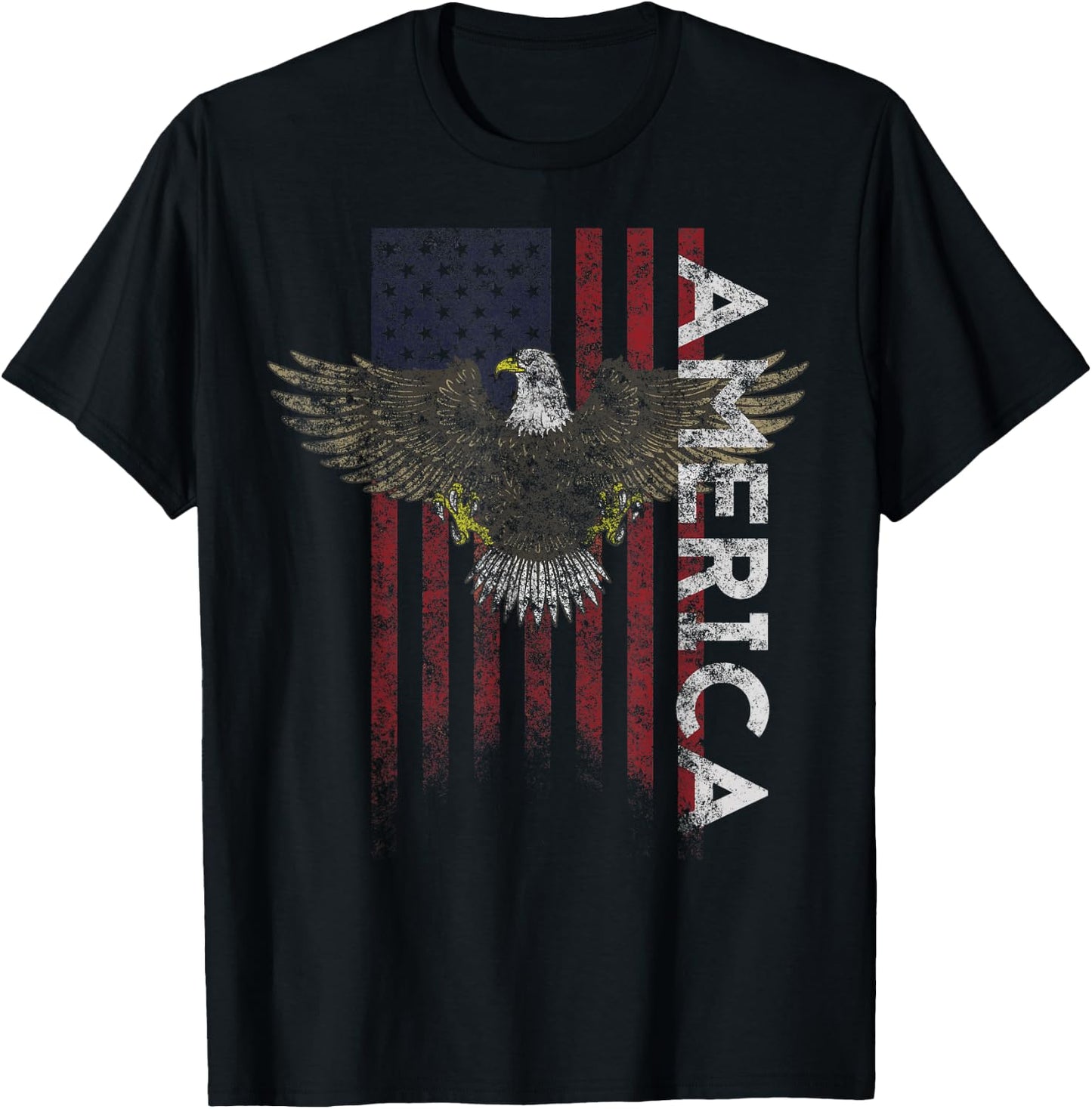 Distressed American Flag Vintage USA Flags Men Women America T-Shirt - T-Shirt | Black