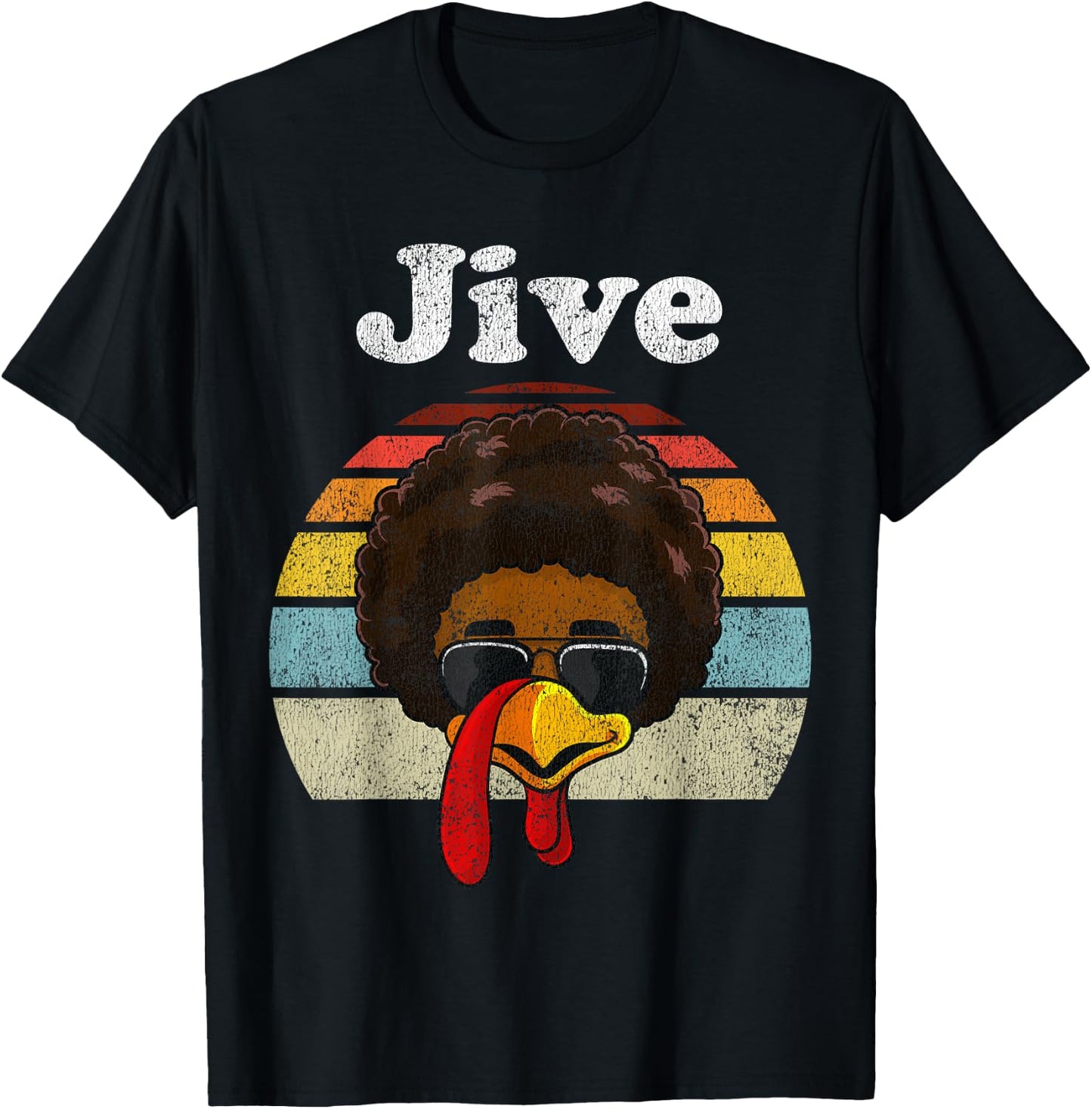 Jive Thanksgiving Turkey Day Funny Face Vintage Retro Style T-Shirt - T-Shirt | Black