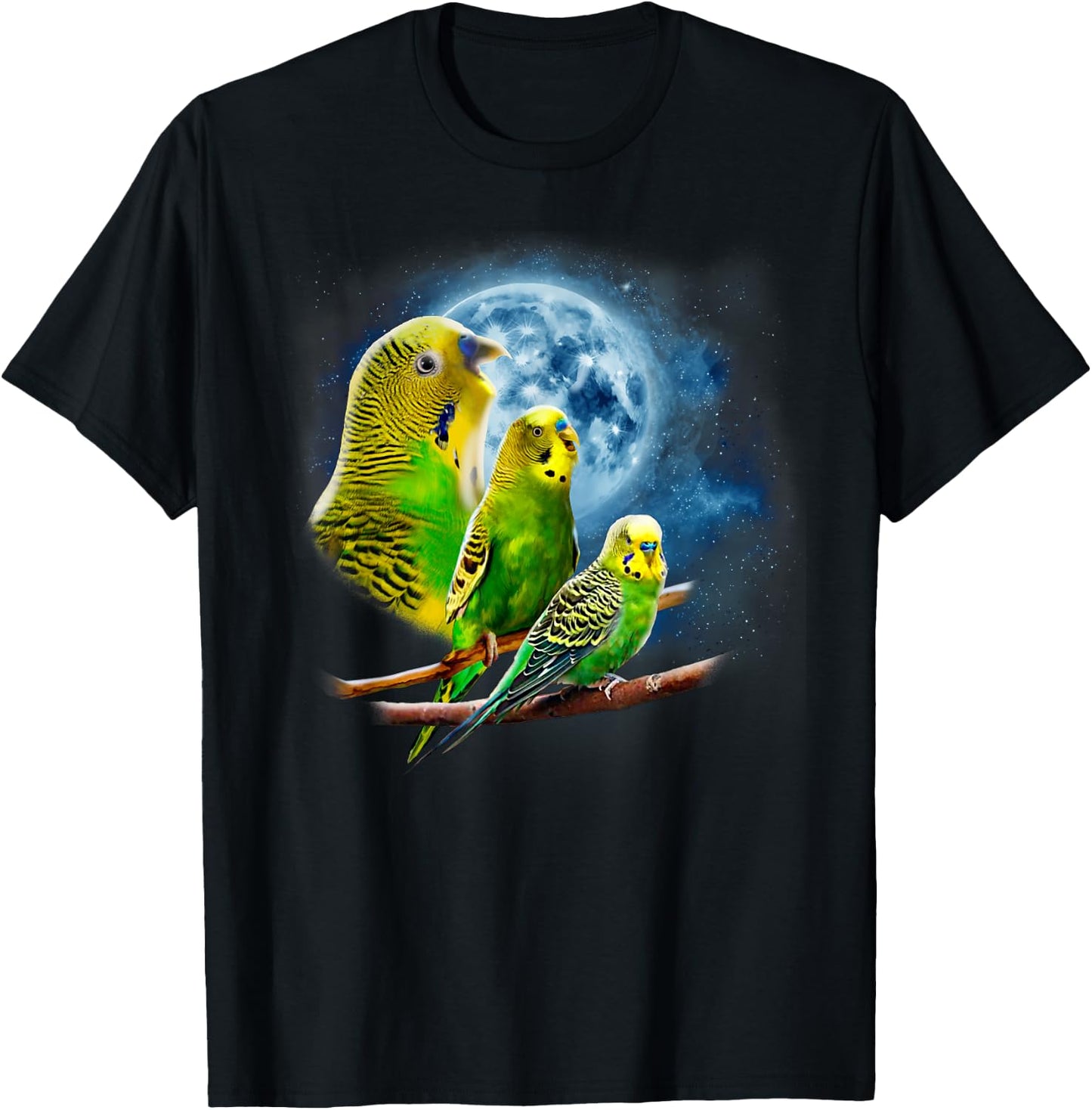 Howling at the Moon Shirt - Parakeet Shirt - Parakeet Budgie T-Shirt - T-Shirt | Black