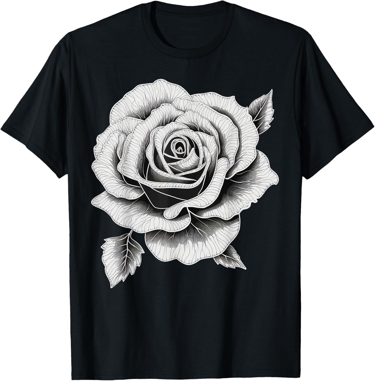 Black and White Rose men and Rose T-Shirt - T-Shirt | Black
