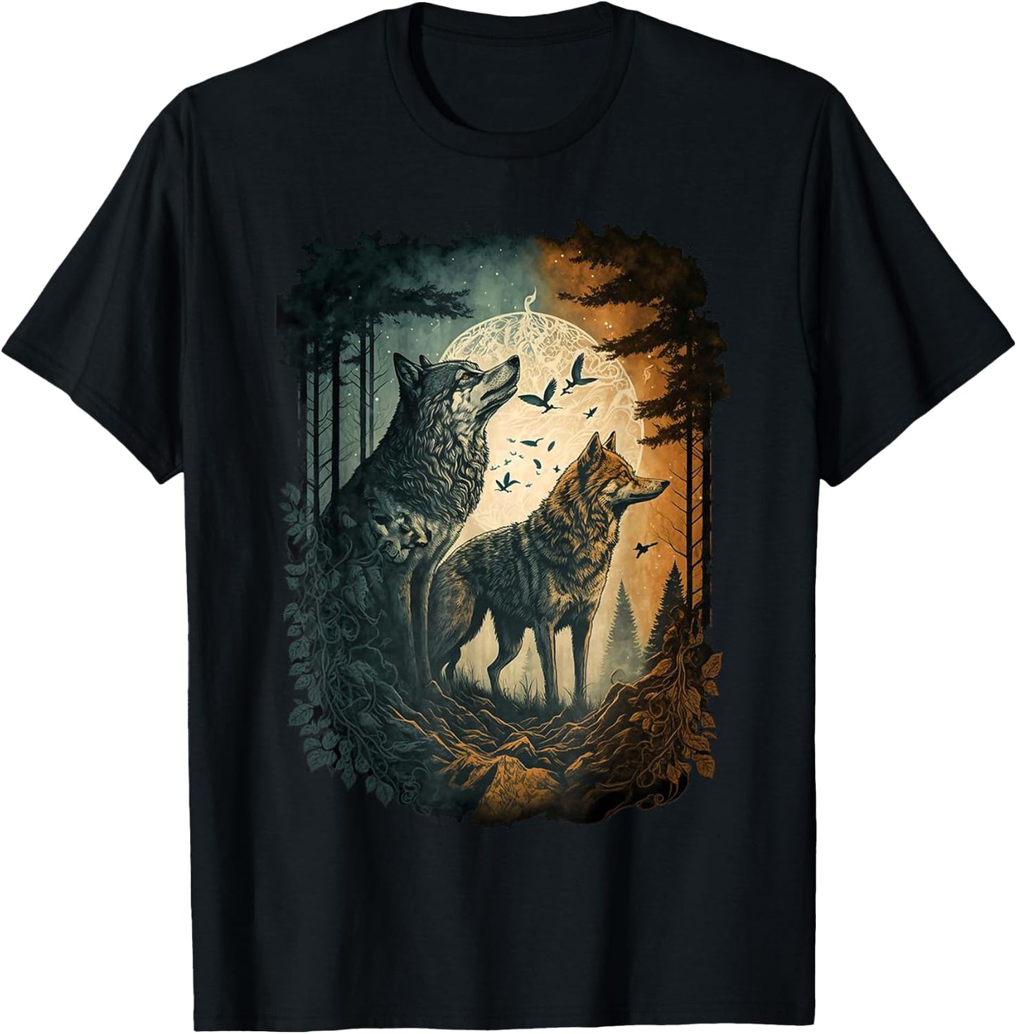 Wolf Moon & Women T-Shirt - T-Shirt | Black