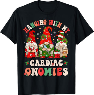 Hanging With My Cardiac Gnomies Funny Christmas Cardiologist T-Shirt - T-Shirt | Black