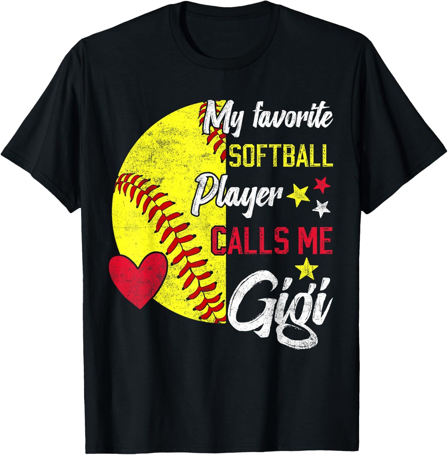 my favorite Softball player calls me gigi Softball grandma T-Shirt - T-Shirt | Black