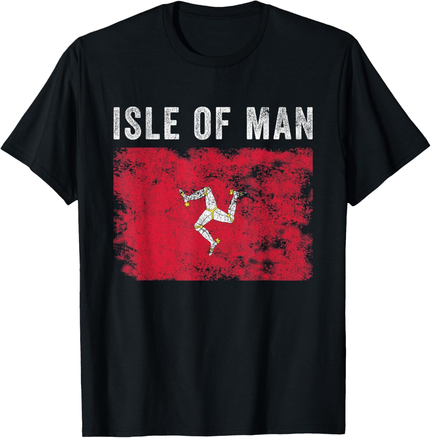 Isle of Man Flag Distressed - Men Women Kids - Manx Flag T-Shirt - T-Shirt | Black