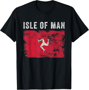 Isle of Man Flag Distressed - Men Women Kids - Manx Flag T-Shirt - T-Shirt | Black