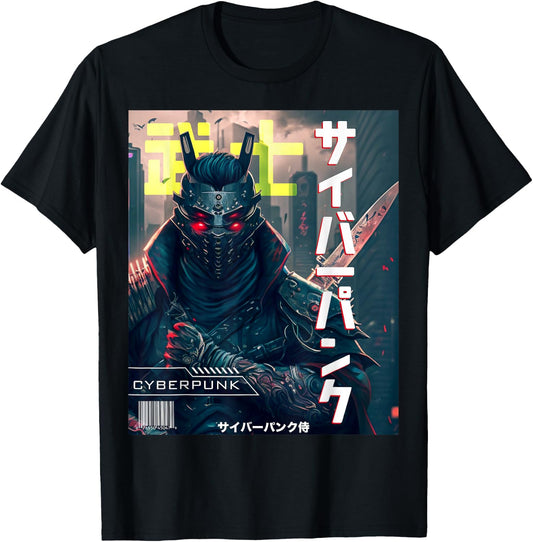 Cyborg Samurai Exo Suit Cyber Punk Magazine Art T-Shirt - T-Shirt | Black