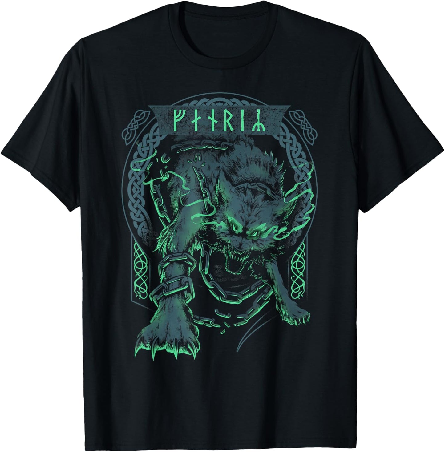 Wolf Viking Fenrir Scandinavian Pagan Norse Mythology T-Shirt - T-Shirt | Black