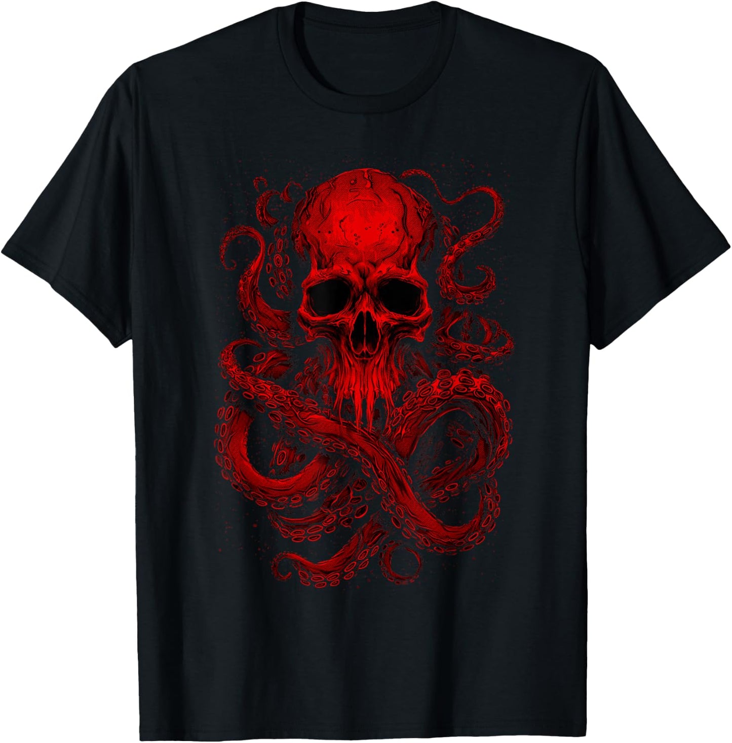 Octopus Skull Monster Red Krakens Cthulhus Cool Boys T-Shirt - T-Shirt | Black