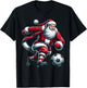 Santa Plays Soccer Sports Christmas Women Men Kids T-Shirt - T-Shirt | Black
