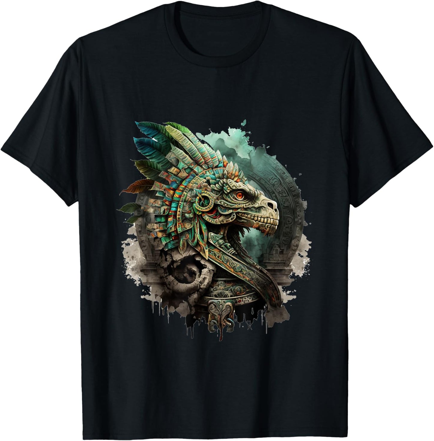 Mexican Mytholog Quetzalcoatl Aztec God Ouroboros Aztec T-Shirt - T-Shirt | Black