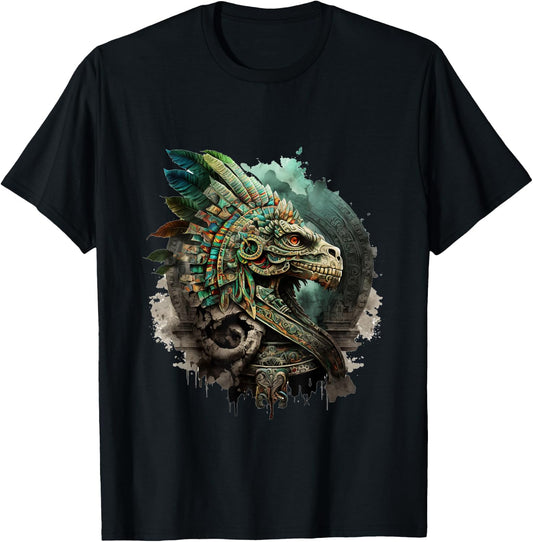 Mexican Mytholog Quetzalcoatl Aztec God Ouroboros Aztec T-Shirt - T-Shirt | Black