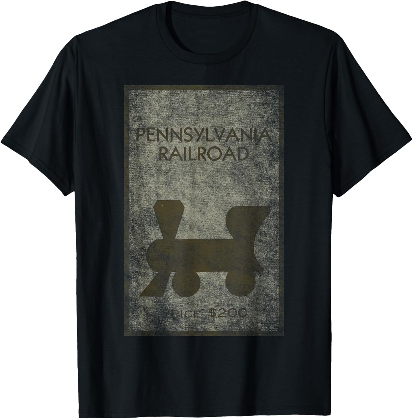 Monopoly Pennsylvania Railroad Property Distressed Poster T-Shirt - T-Shirt | Black