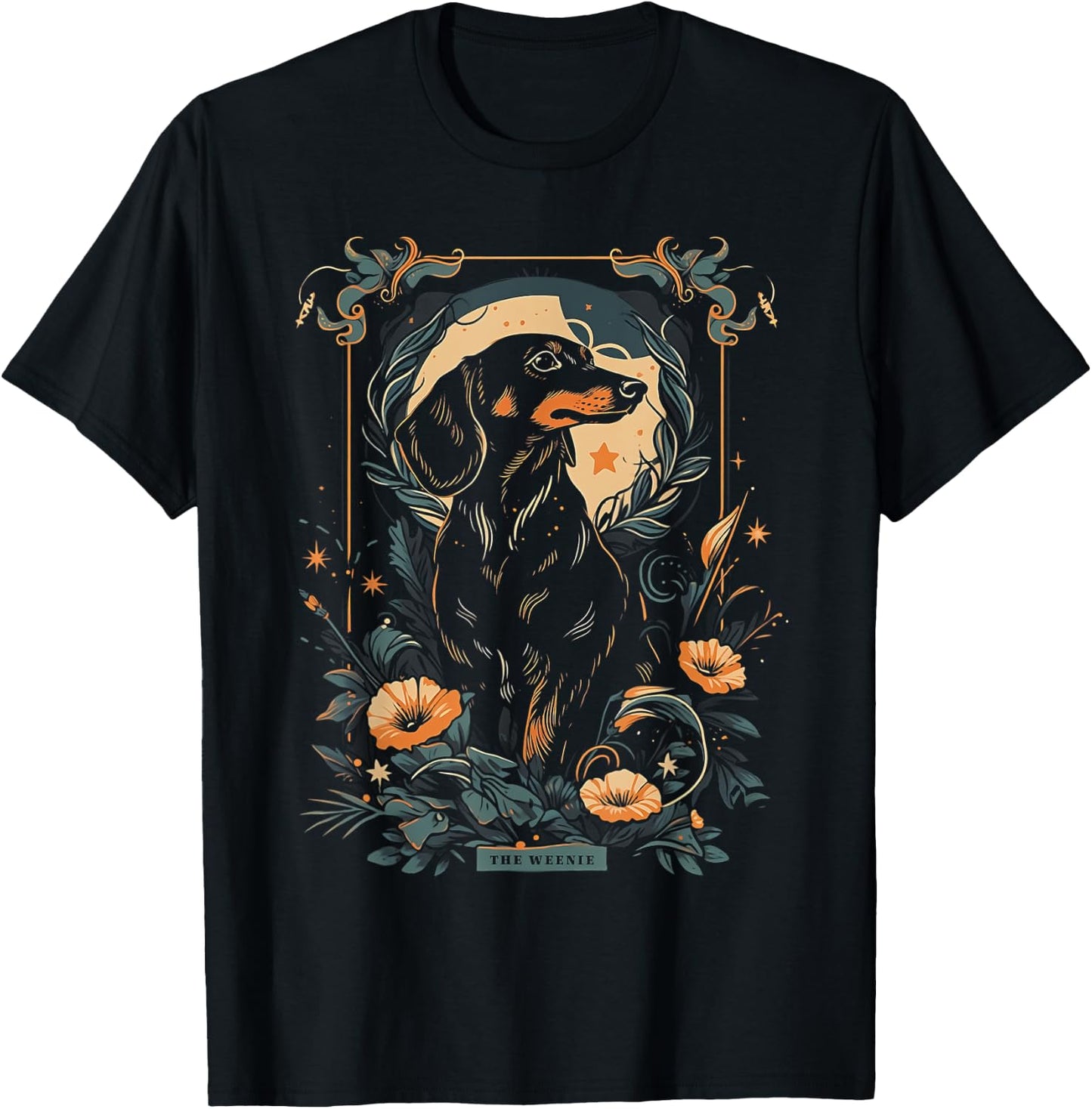 The Weenie Tarot Card | Dachshund Mom Dad Weiner Dog T-Shirt - T-Shirt | Black