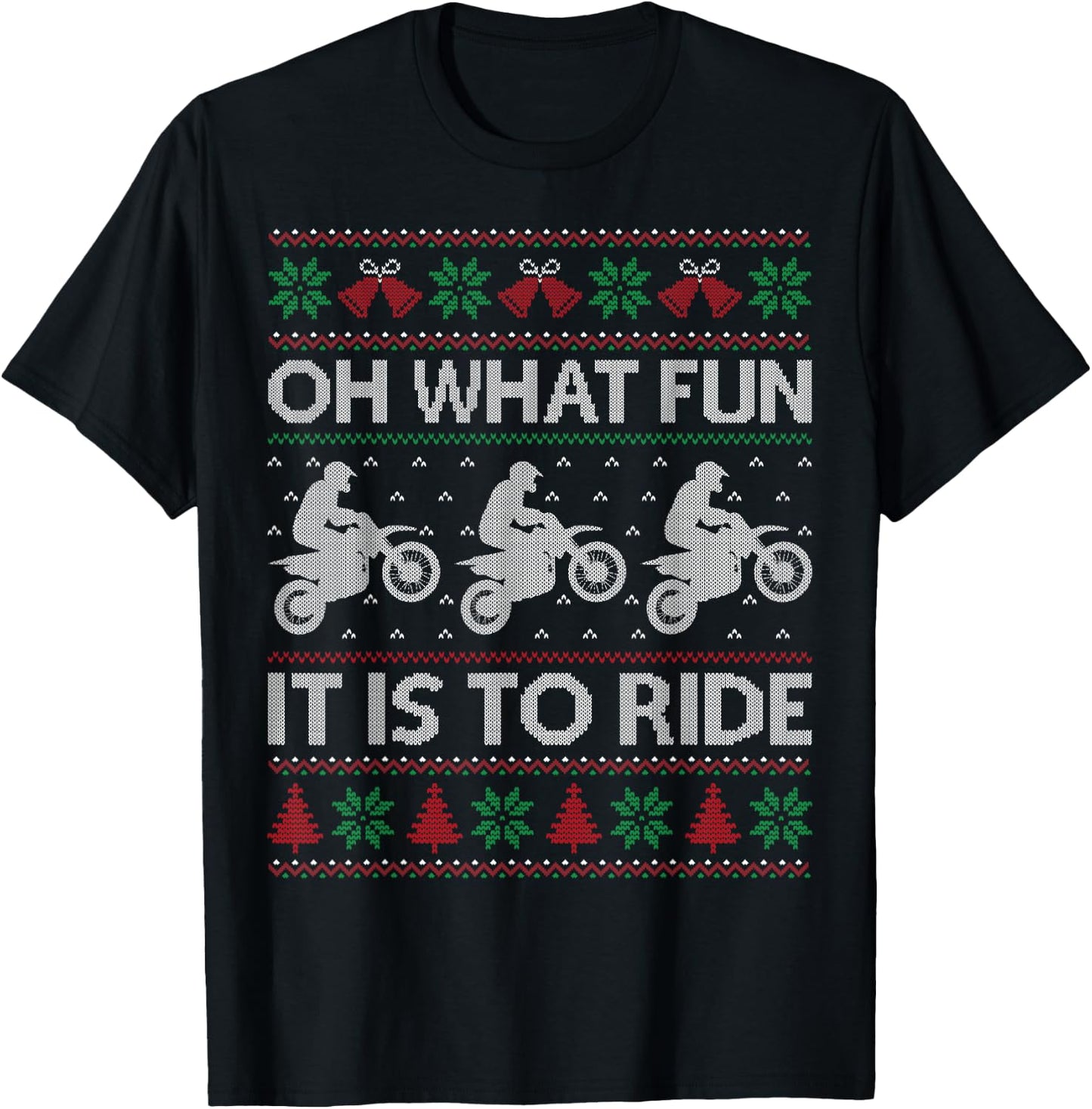 Dirt Bike It Is to Ride Ugly Vintage Christmas Apparel T-Shirt - T-Shirt | Black