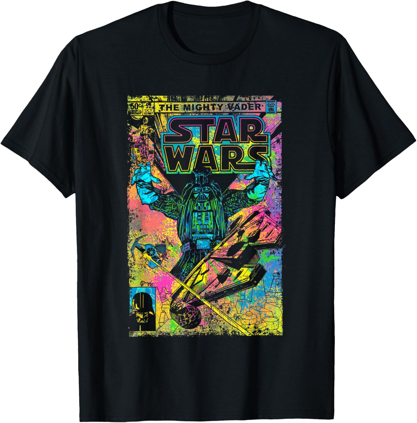 Star Wars Classic The Mighty Vader Vintage Comic Book Cover T-Shirt - T-Shirt | Black