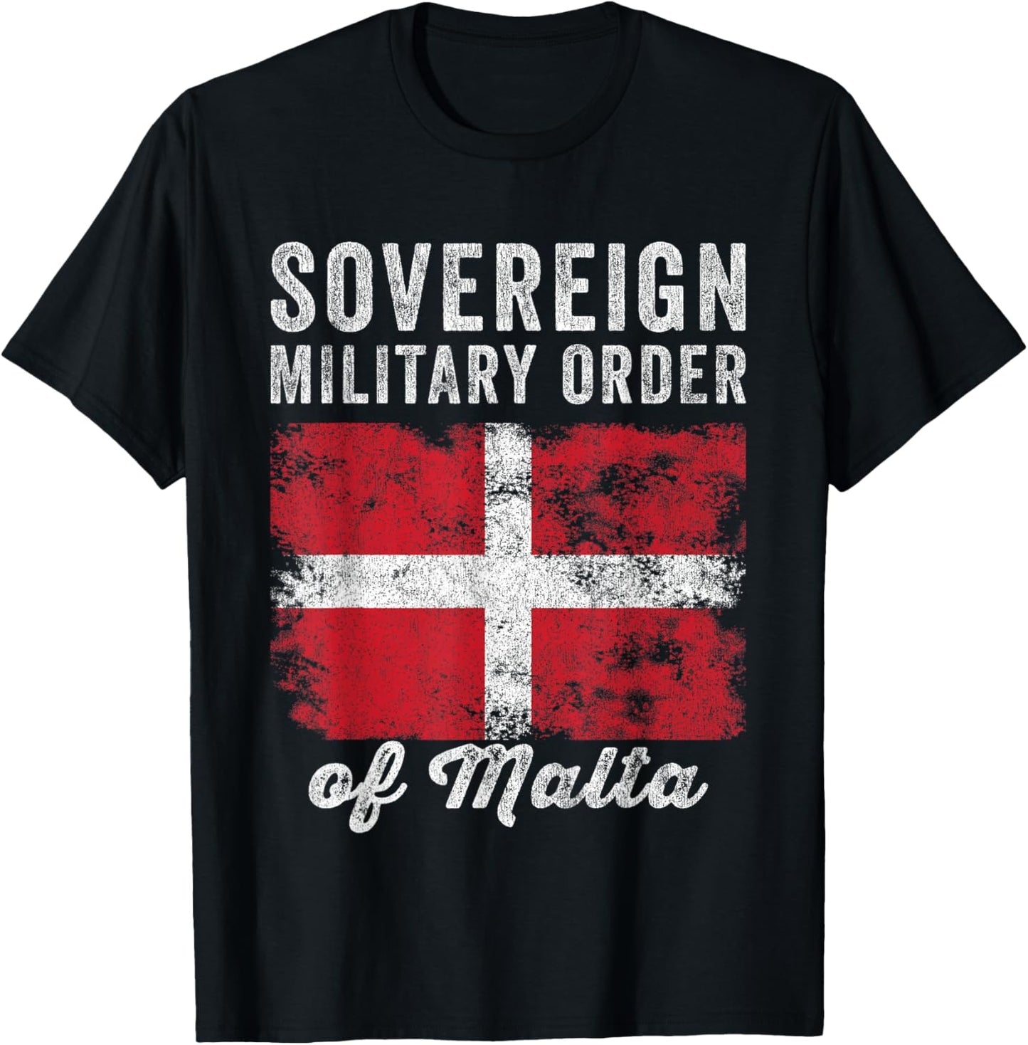Order of Malta Flag Distressed - Knights of Malta Flag T-Shirt - T-Shirt | Black