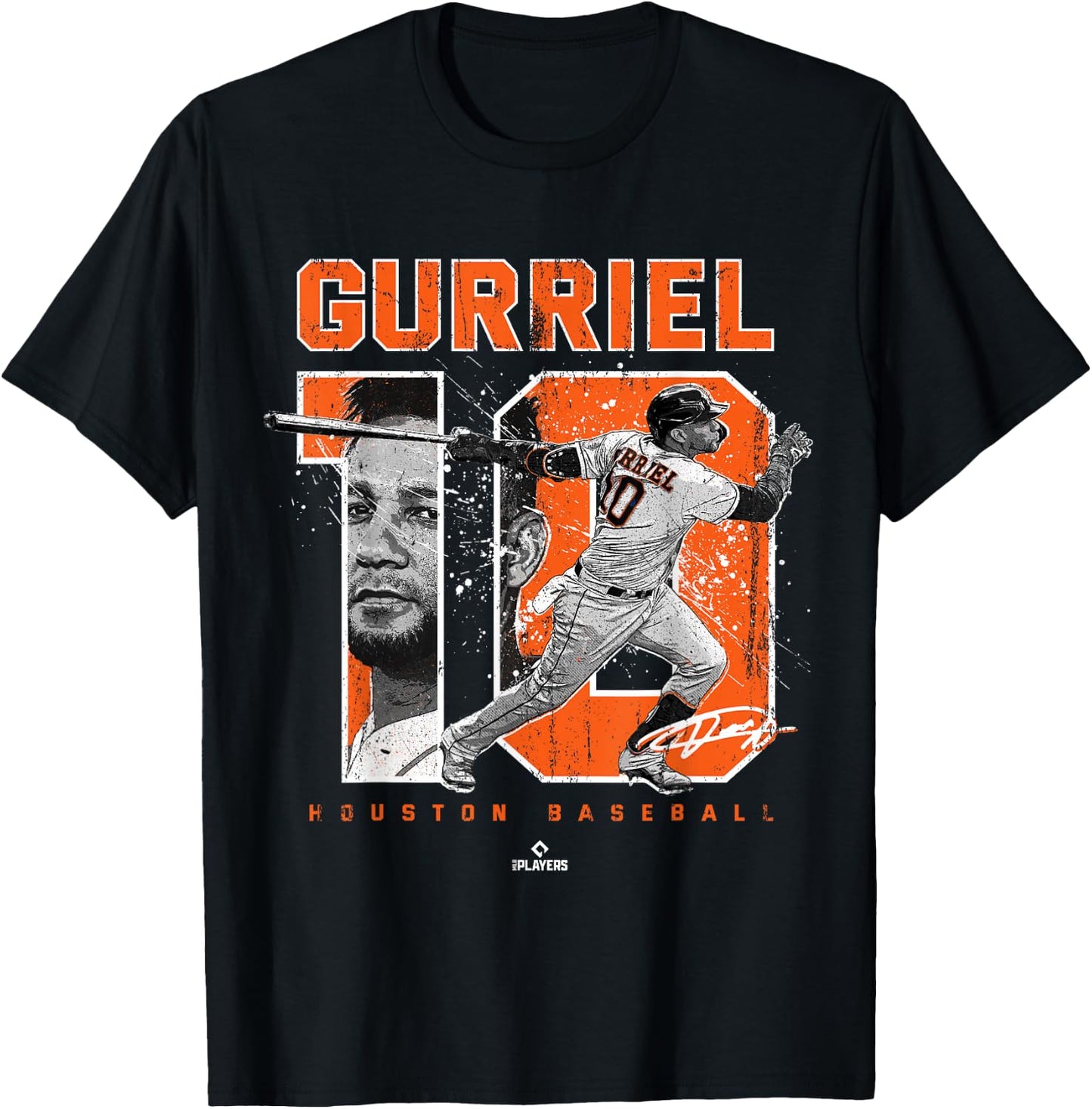 Number and Portrait Yuli Gurriel Houston MLBPA T-Shirt - T-Shirt | Black