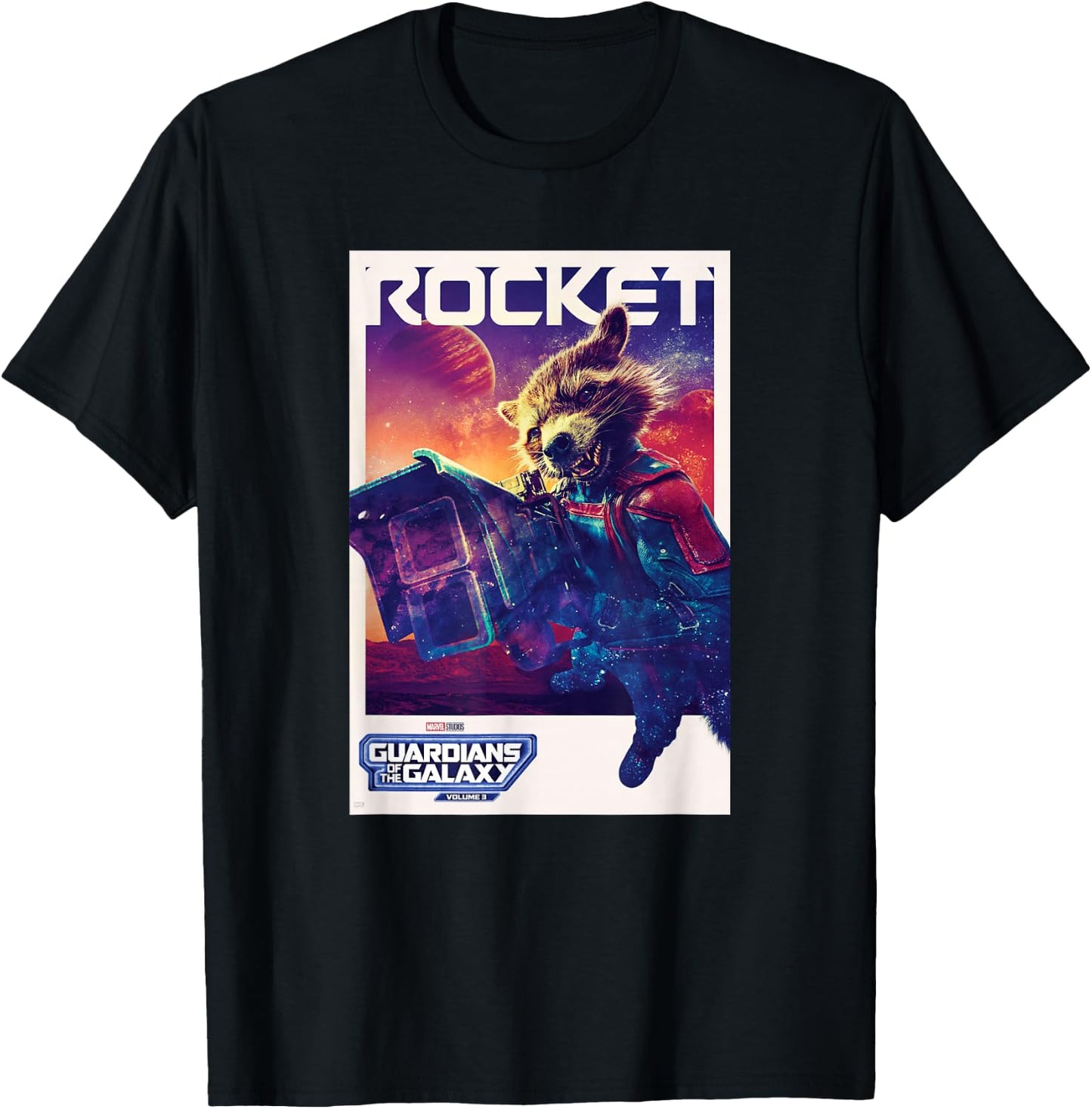 Marvel Guardians of the Galaxy Volume 3 Rocket Poster T-Shirt - T-Shirt | Black