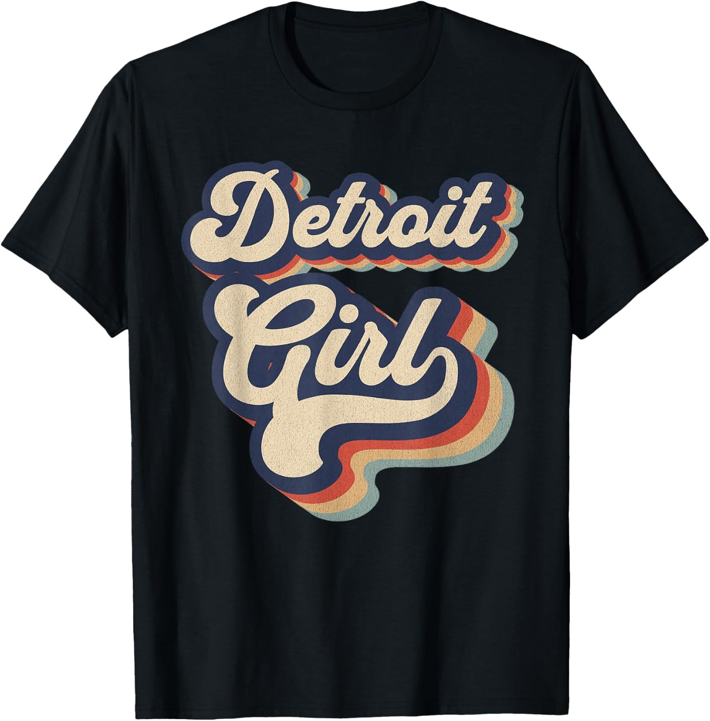Vintage Design For Girls From Detroit Michigan T-Shirt - T-Shirt | Black