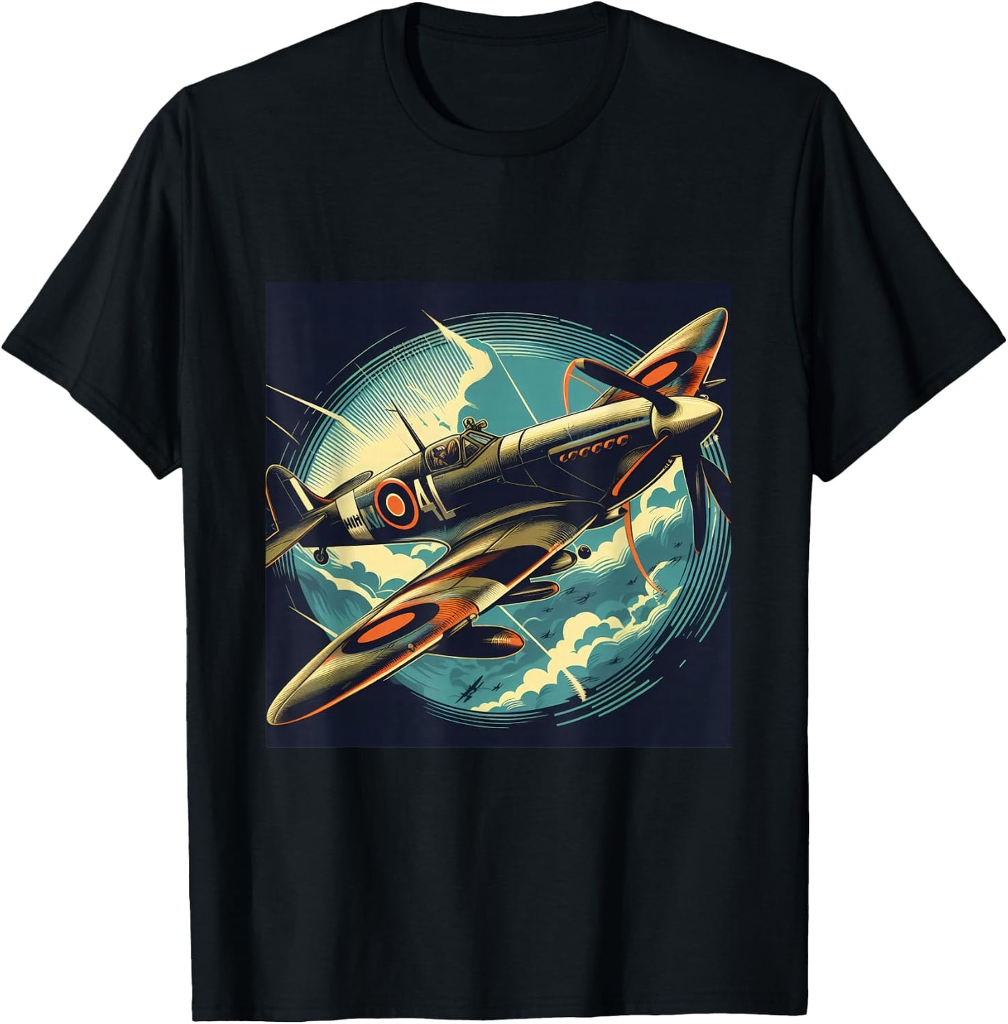 Spitfire Iconic WW2 Airplane Warbird T-Shirt - T-Shirt | Black