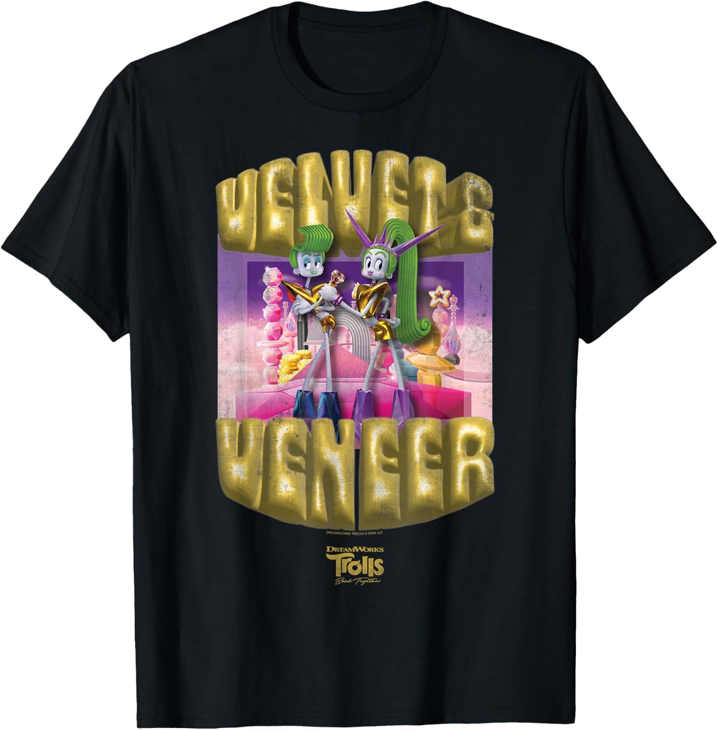 DreamWorks Trolls Band Together Velvet and Veneer T-Shirt - T-Shirt | Black