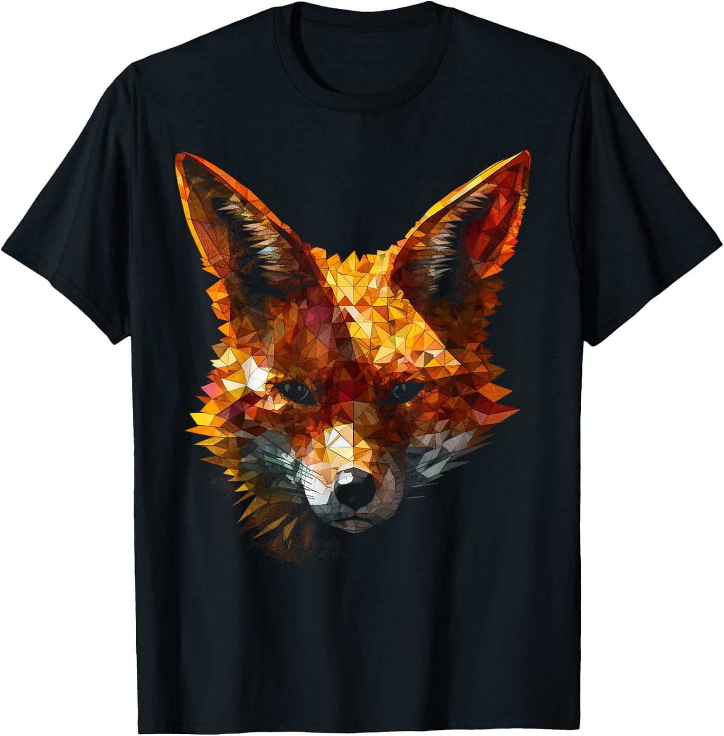 Fox Polygon - Art Animal Fox T-Shirt - T-Shirt | Black