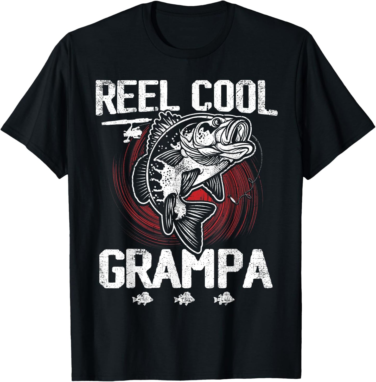 Funny Fathers Day Vintage Fishing Reel Cool Grampa T-Shirt - T-Shirt | Black