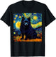 Surreal Starry Night Schipperke Dog Men Women Kids T-Shirt - T-Shirt | Black