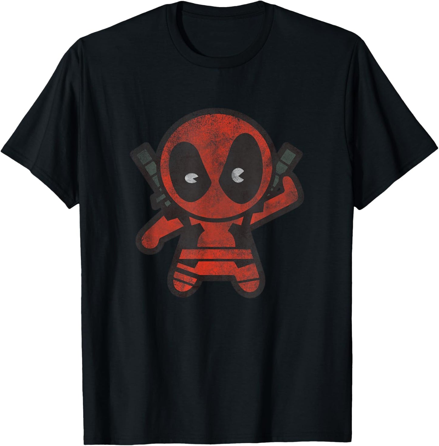 Marvel Kawaii Chibi Deadpool Sassy Portrait Distressed T-Shirt - T-Shirt | Black
