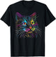 Cats Colorful Cat Cat's Head Catlovers T-Shirt - T-Shirt | Black