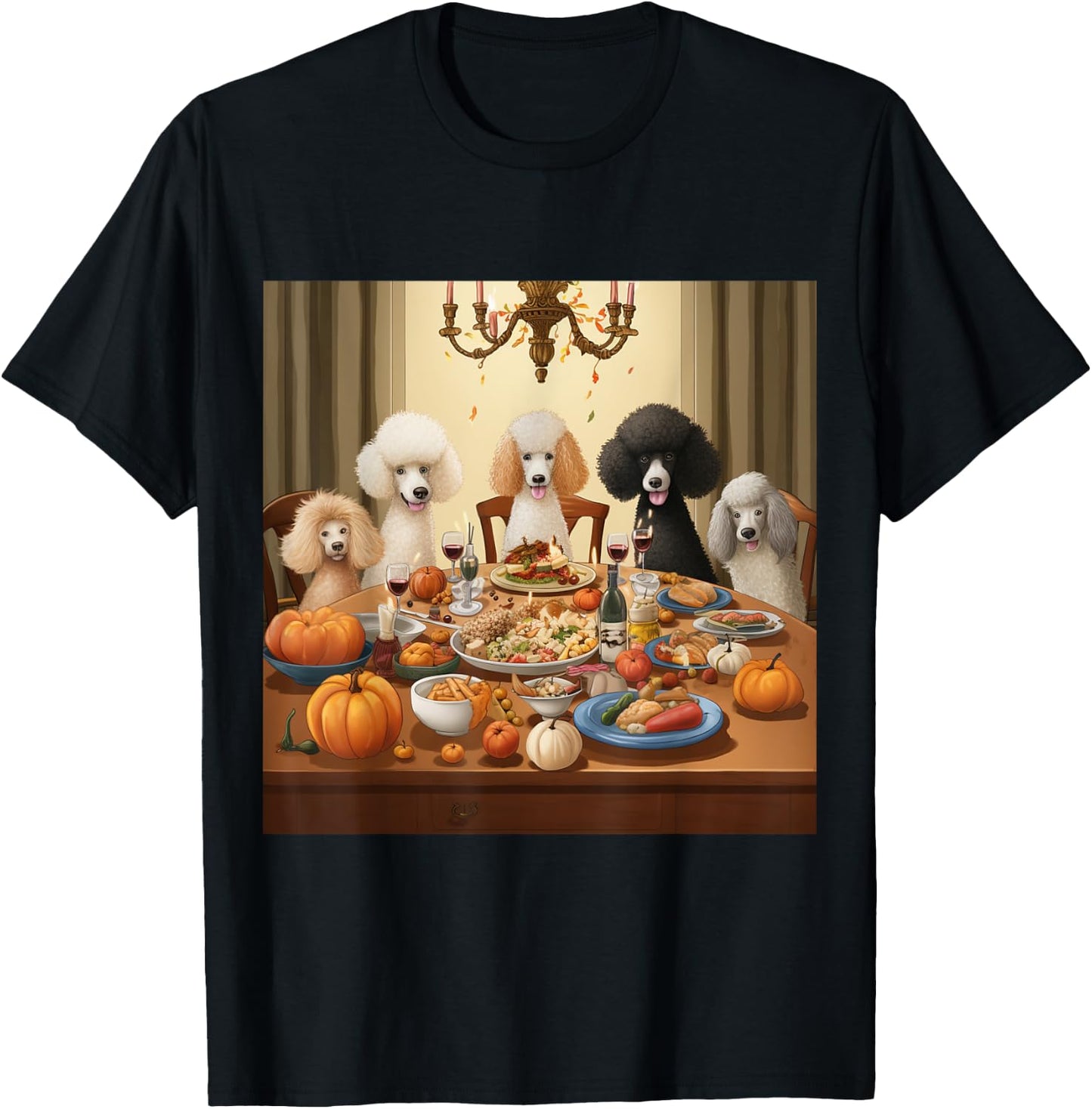 Thanksgiving Poodle - Poodle Thanksgiving T-Shirt - T-Shirt | Black