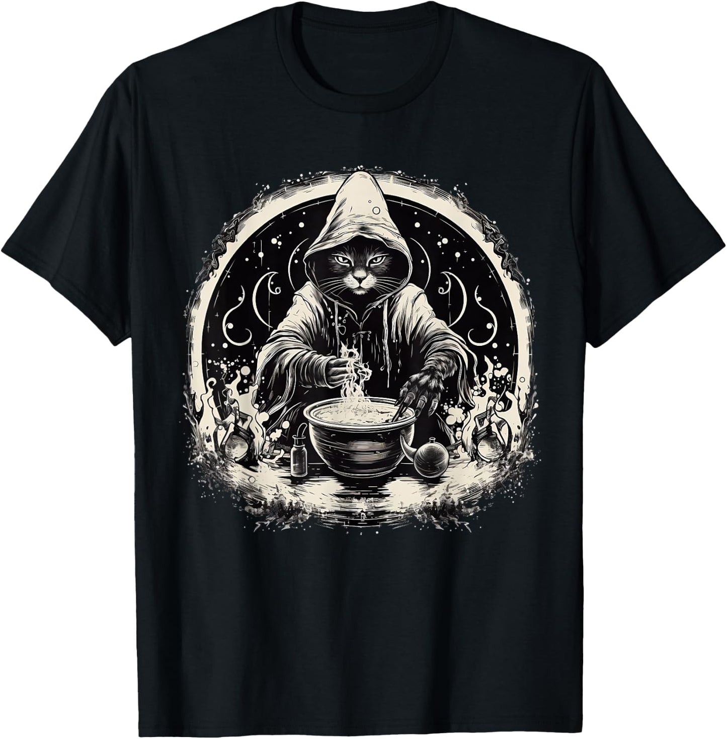 Halloween Black Cat Wizard Vintage Costume Women T-Shirt - T-Shirt | Black