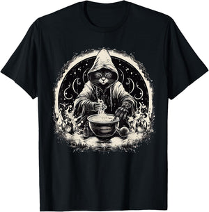 Halloween Black Cat Wizard Vintage Costume Women T-Shirt - T-Shirt | Black