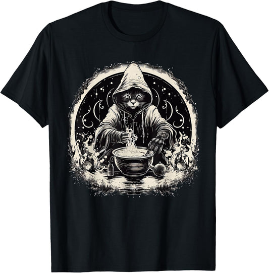 Halloween Black Cat Wizard Vintage Costume Women T-Shirt - T-Shirt | Black