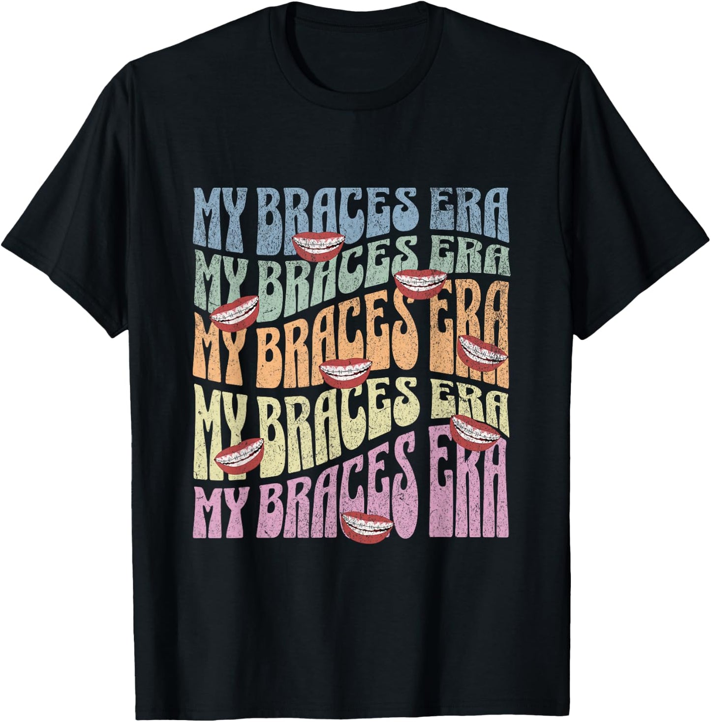 My Braces ERA Funny Retro Text Dental Braces for Teens Kids T-Shirt - T-Shirt | Black