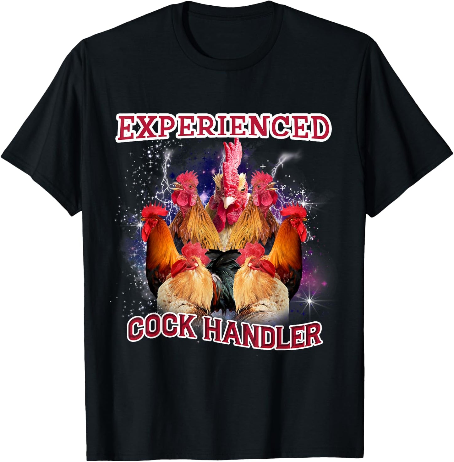 Experienced Cock Handler Funny Rooster Chicken Lover Farmer T-Shirt - T-Shirt | Black