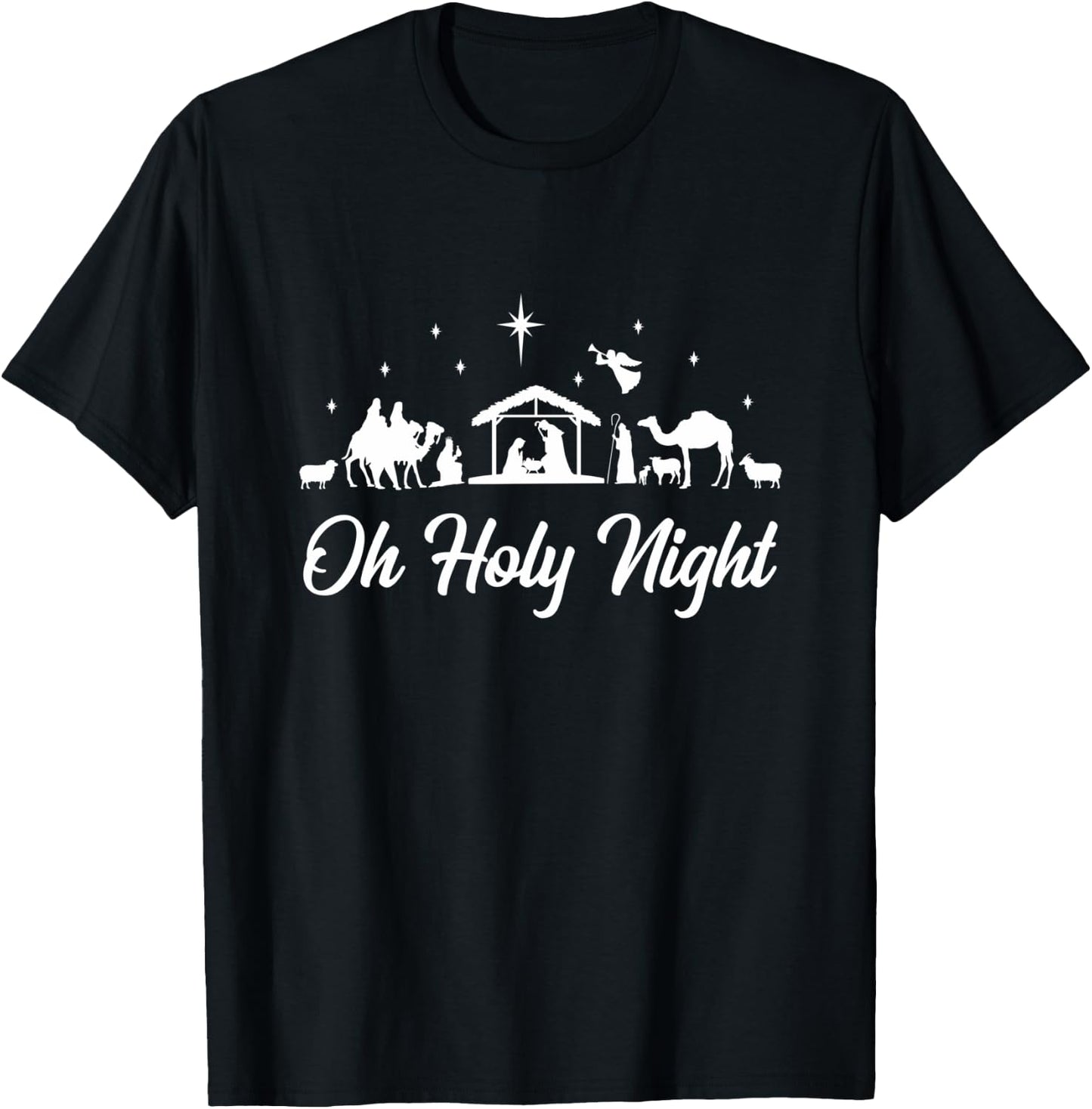 Oh Holy Night Nativity Scene Funny Christmas Christian T-Shirt - T-Shirt | Black