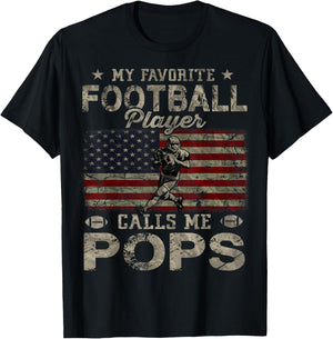 My Favorite Football Player Calls Me Pops Father's Day T-Shirt - T-Shirt | Black
