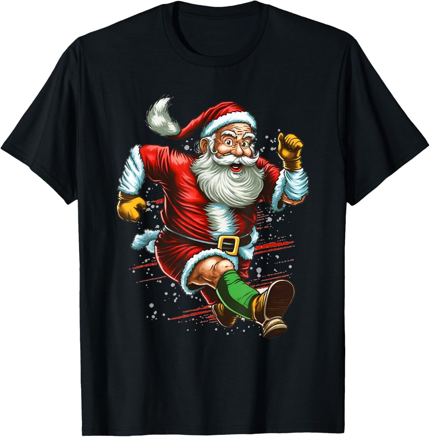 Funny Sport Santa Claus Running Run Christmas T-Shirt - T-Shirt | Black