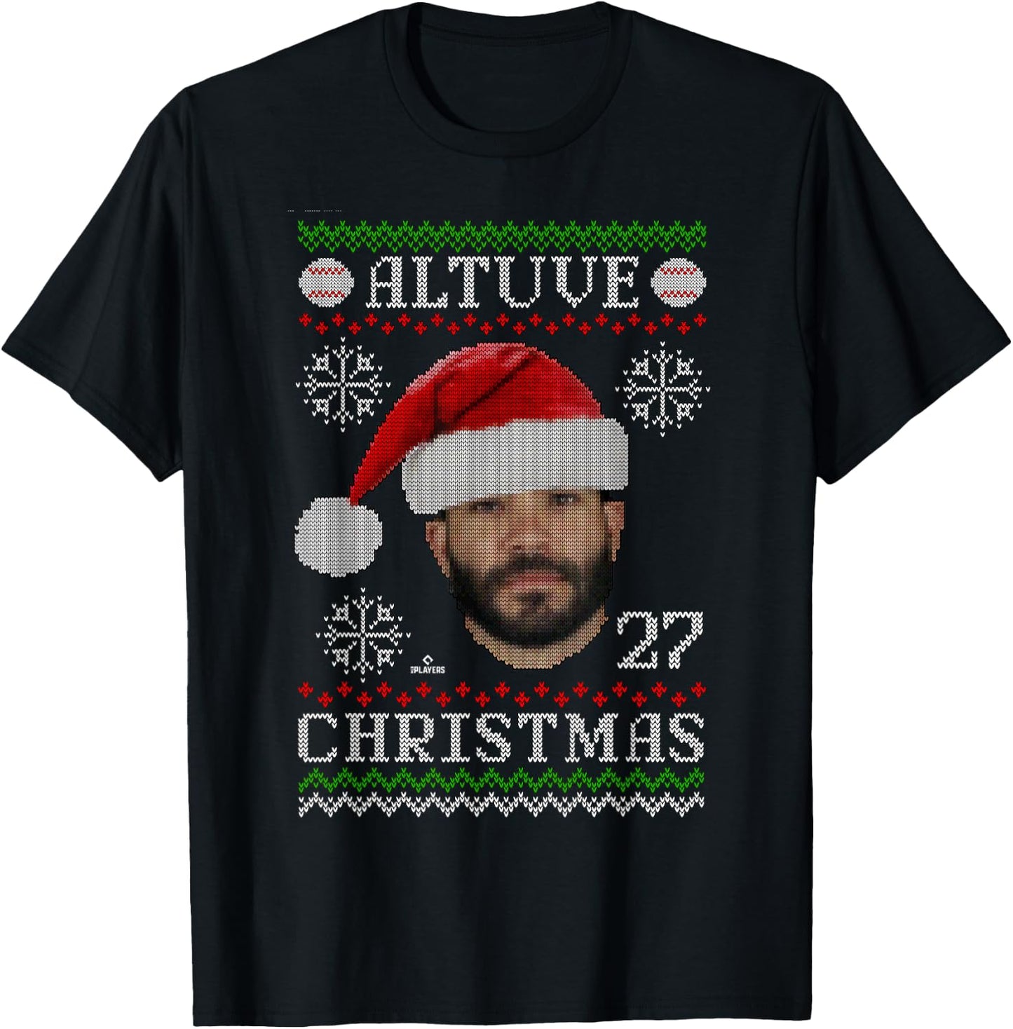 Jose Altuve Houston Baseball Christmas Sweater MLBPA T-Shirt - T-Shirt | Black