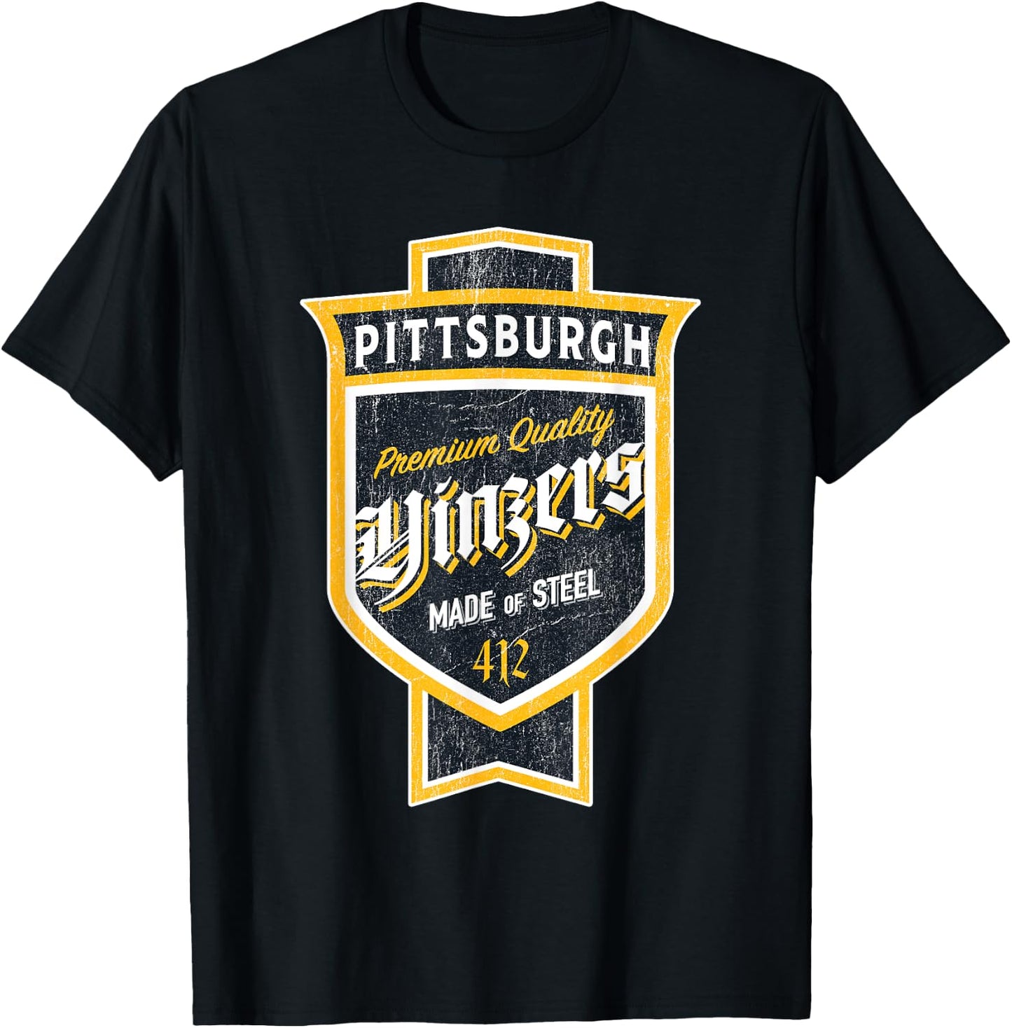 Bleacher Seat Heroes - Hometown & Apparel Vintage Pittsburgh Yinzer Beer Label - Yinzer Pride T-Shirt - T-Shirt | Black