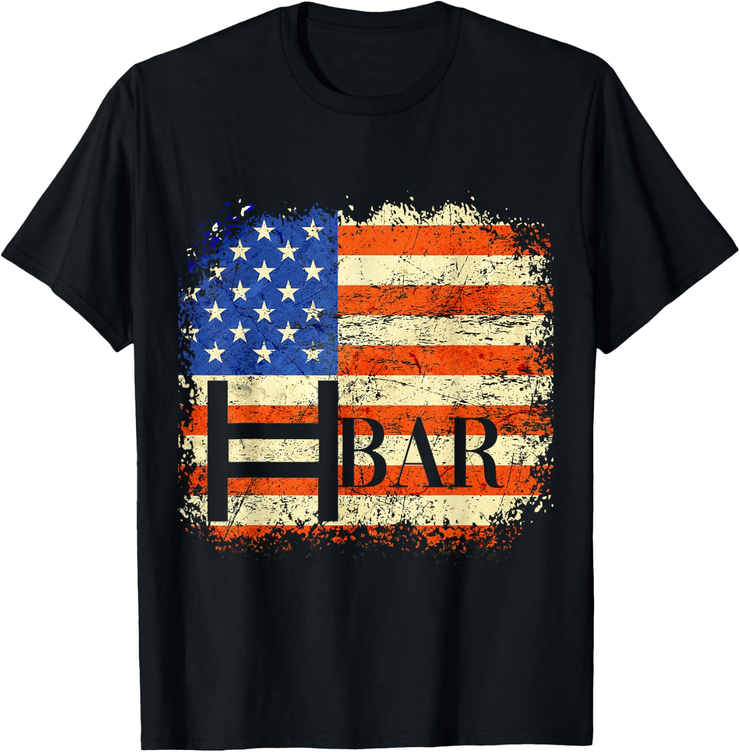 HBAR Crypto USA Flag BULLRUN 2024 HODL Hedera Hashgraph Men T-Shirt - T-Shirt | Black