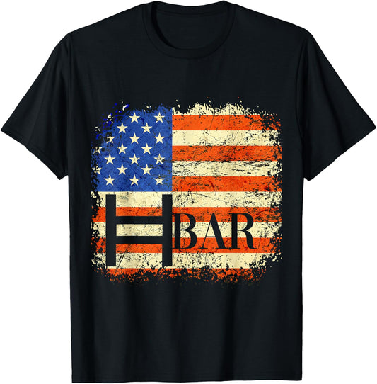 HBAR Crypto USA Flag BULLRUN 2024 HODL Hedera Hashgraph Men T-Shirt - T-Shirt | Black