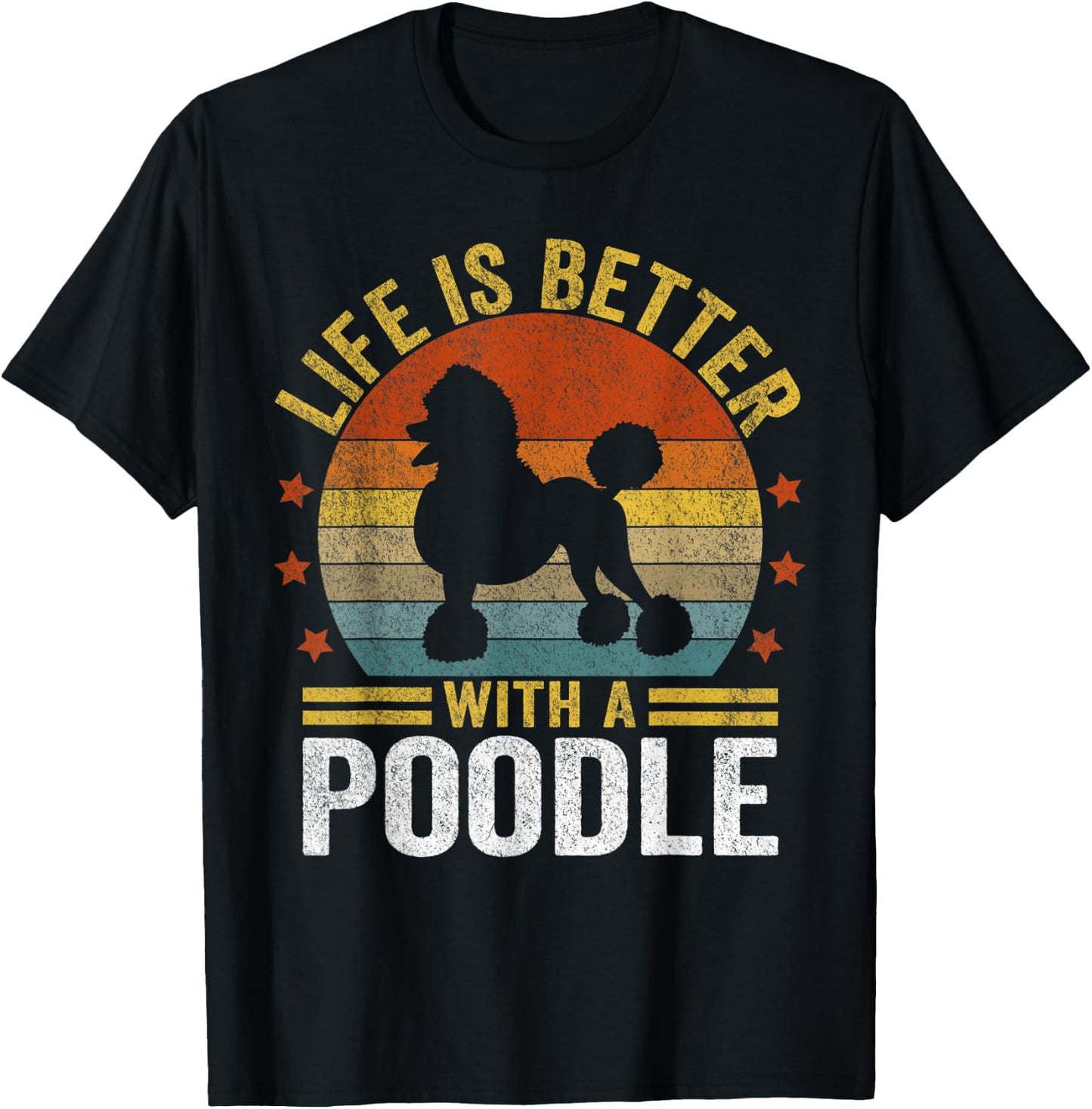 Life Is Better With A Poodle Mom Poodle Dad Retro Poodle Dog Women Kids T-Shirt - T-Shirt | Black