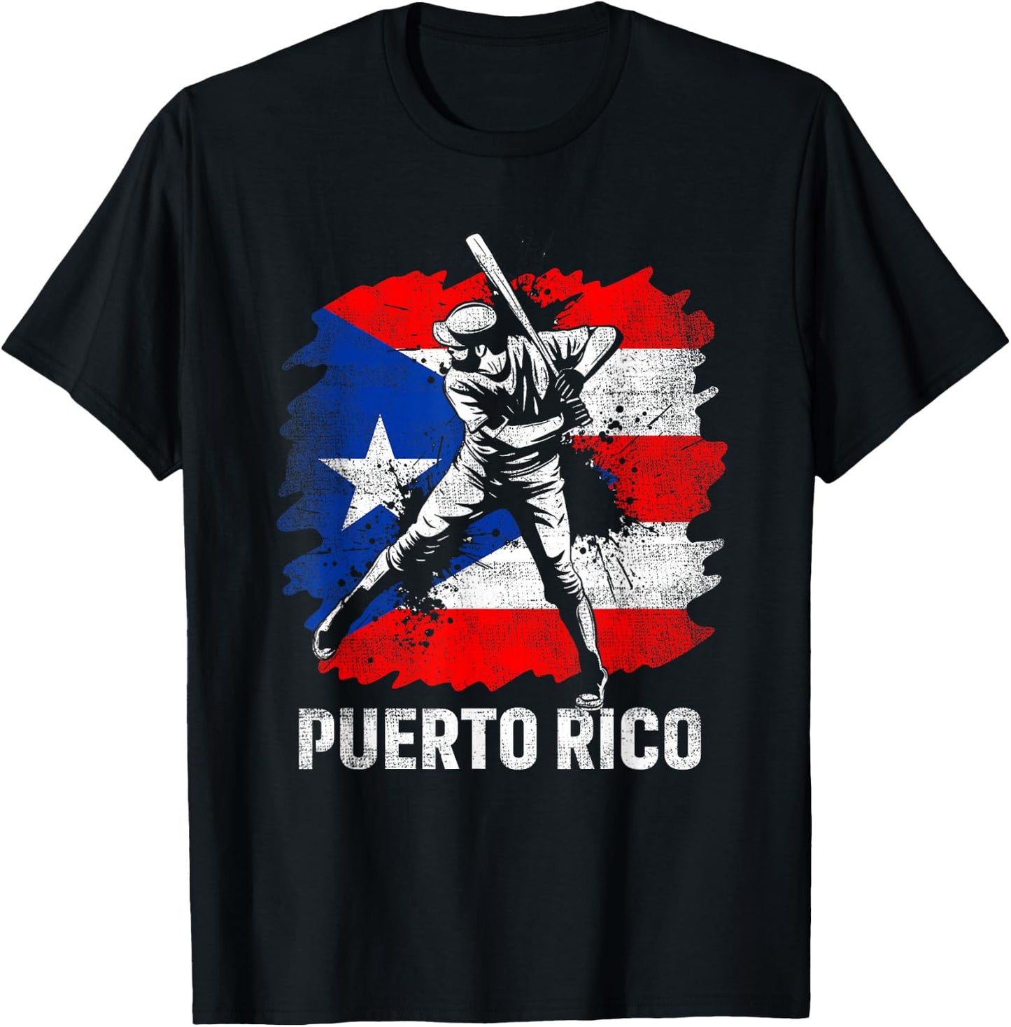 Puerto Rican Baseball Player Puerto Rico Flag Baseball Fans T-Shirt - T-Shirt | Black