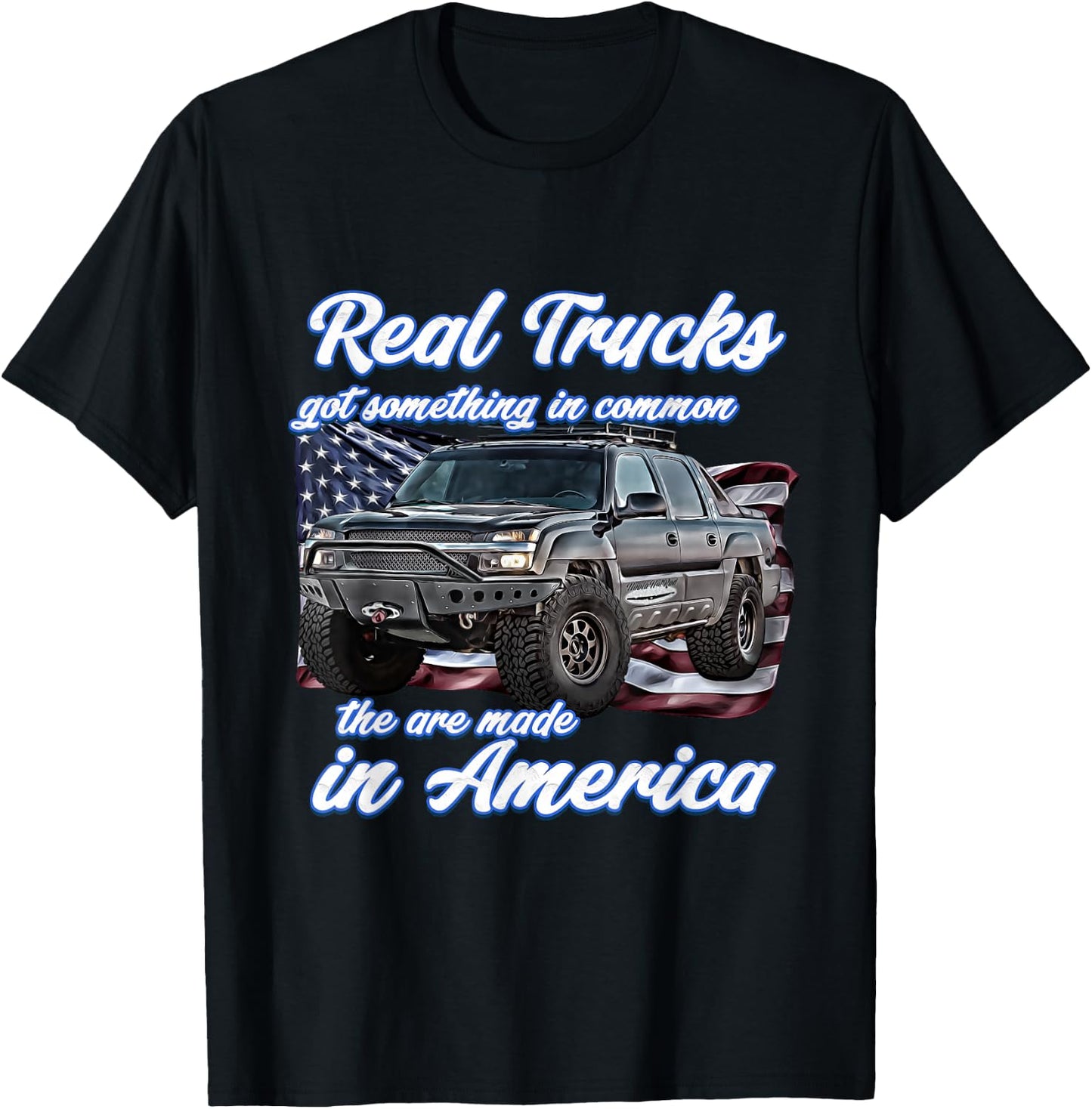 Real american Truck,Avalanche,USA,Patriot,Patriotic,America T-Shirt - T-Shirt | Black